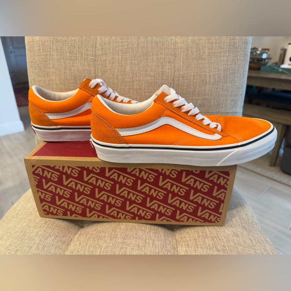Vans Old Skool Skate Shoe Sneaker Orange Tiger Womens Size 10.5